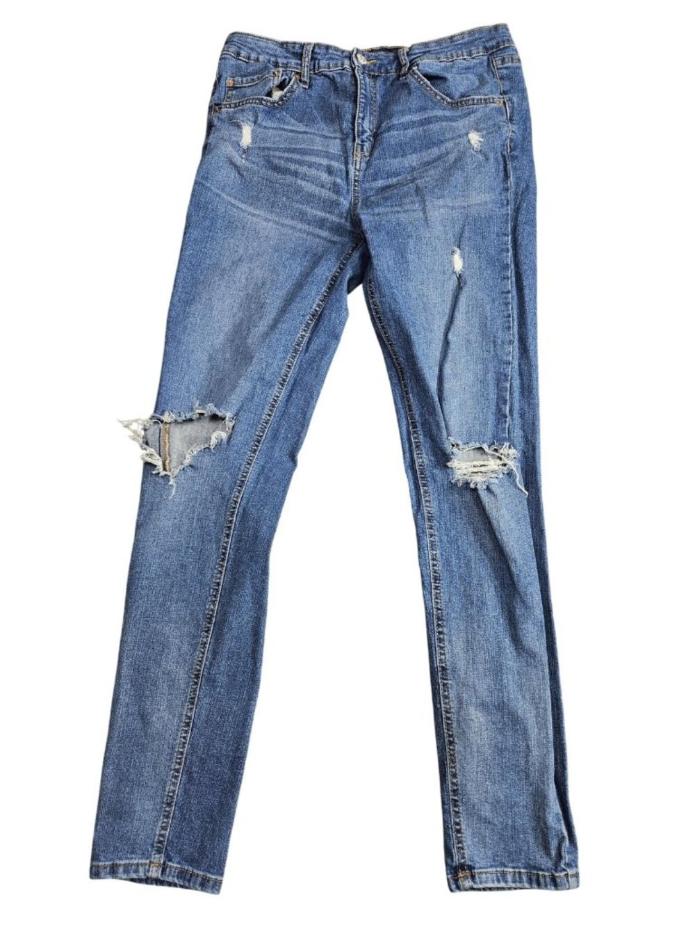 Wild Fable High Rise Skinny Jeans Womens 12 Blue Med Wash Distressed Stretch